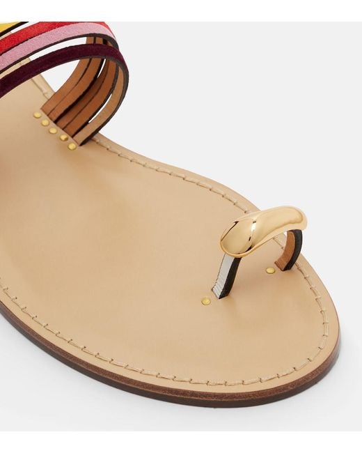 Amanu Pink Lusaka Leather Thong Sandals