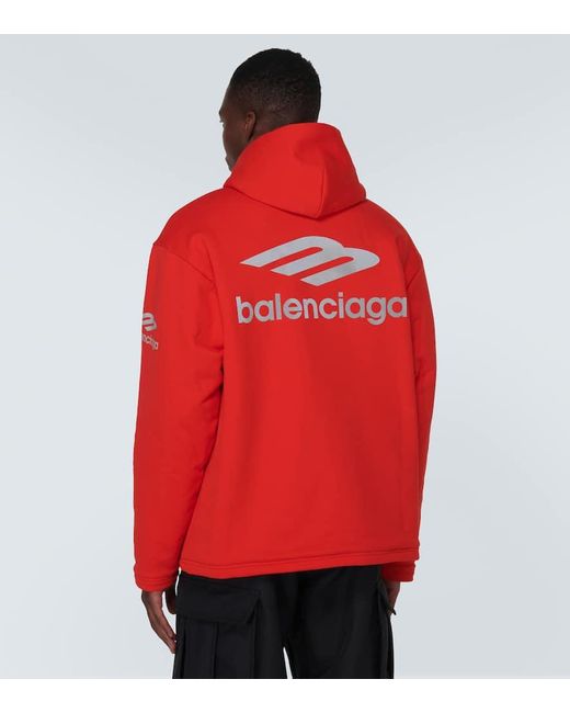 Balenciaga Hoodie 3B Sports Icon Aus Baumwoll-Fleece in Red für Herren