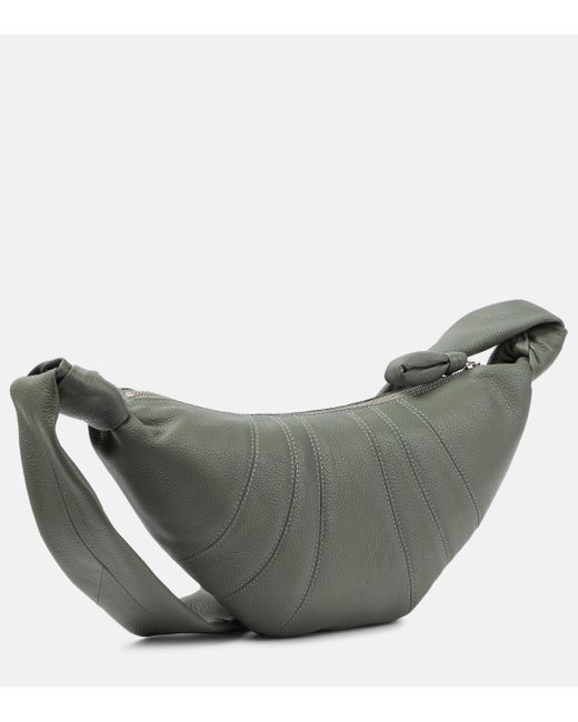 Lemaire Gray Croissant Small Leather Shoulder Bag
