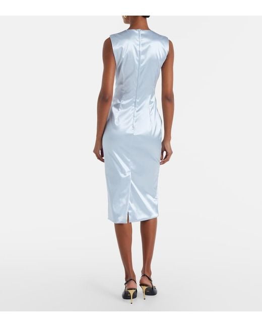 Dolce & Gabbana Blue Satin Midi Dress