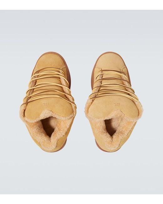 ERL Natural Sand Vamp Shearling-Lined Suede Sneakers for men