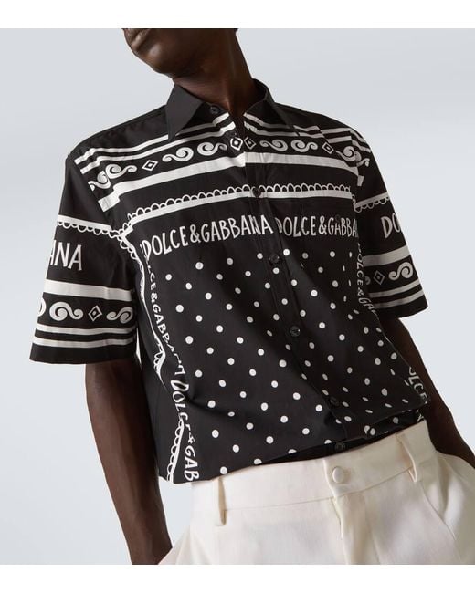 Camisa De Denim Y Seda Estampada Dolce & Gabbana de hombre de color Black