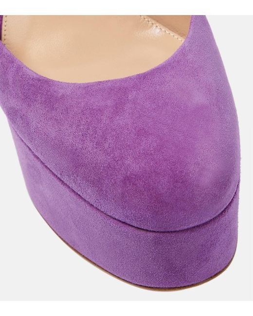 Gianvito Rossi Purple Vernice Platform Suede Pumps