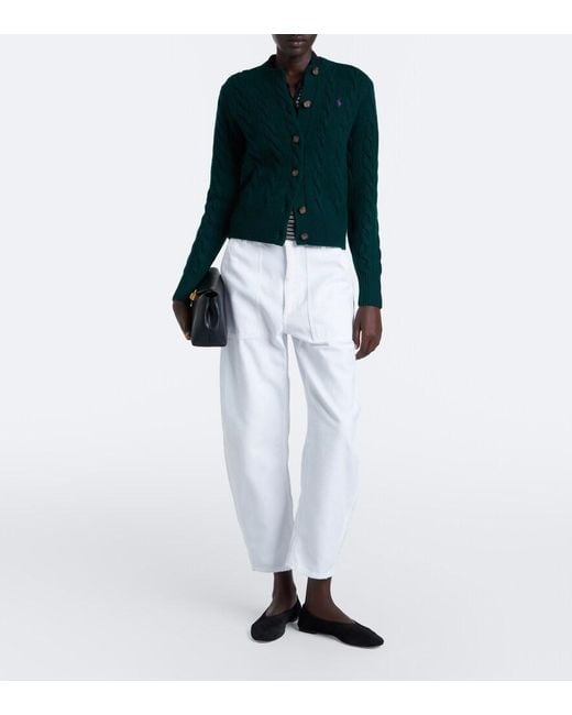 Polo Ralph Lauren Green Cable-Knit Wool And Cashmere Cardigan