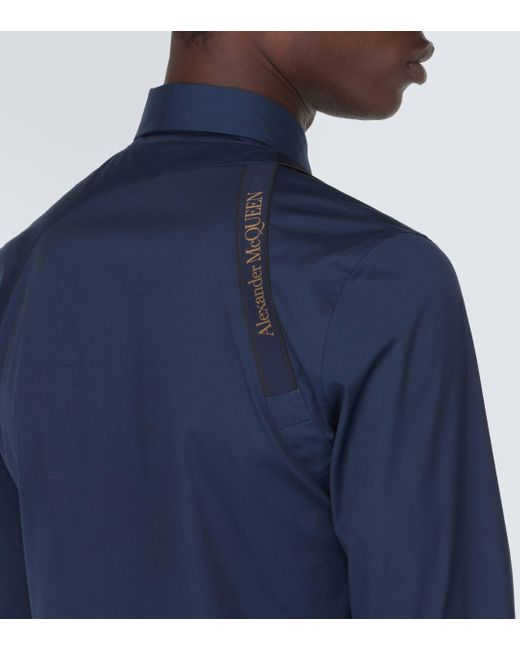 Alexander McQueen Blue Harness Cotton Poplin Shirt for men