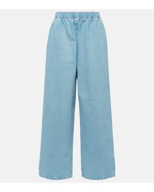 Jean Ample A Logo Prada en coloris Blue