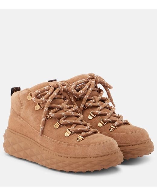 Jimmy Choo Brown Diamond Maxi Suede Hiking Boots