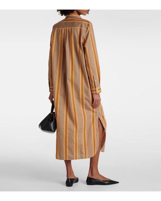 Totême  Natural Jacquard Striped Cotton-Blend Shirt Dress