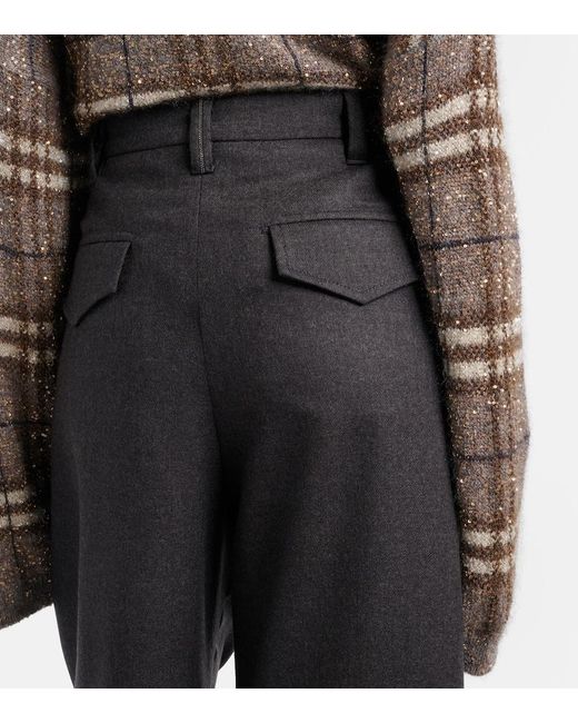 Brunello Cucinelli Blue Virgin Wool Wide-Leg Pants