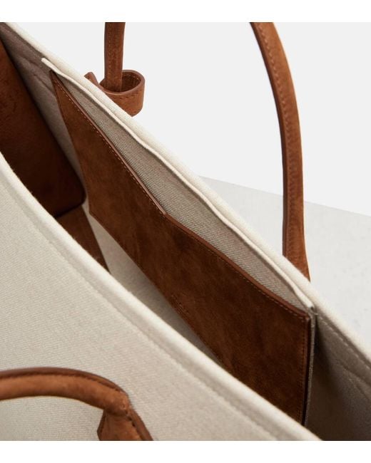 Alaïa Natural Le Teckel Leather-Trimmed Canvas Tote Bag