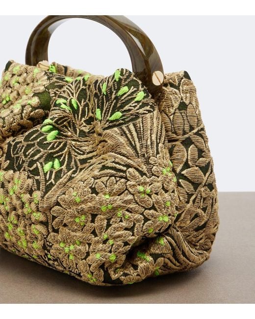 Dries Van Noten Metallic Small Floral Jacquard Top-Handle Bag