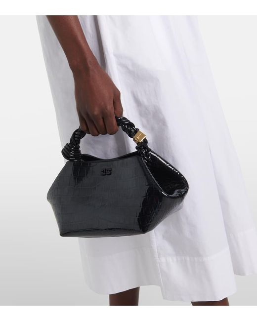 【Ganni】 Bou Small croc-effect tote bag Ganni Bou Small Croc-Effect Tote Bag in Black | Lyst Canada