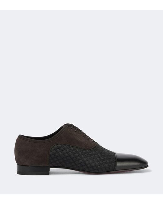 Christian Louboutin Black Greggo Leather-Trimmed Oxford Shoes for men