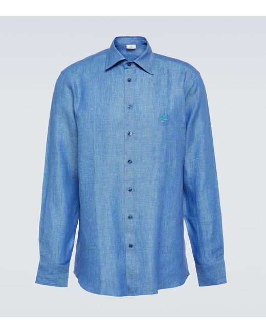 Etro Hemd aus Leinen in Blue für Herren