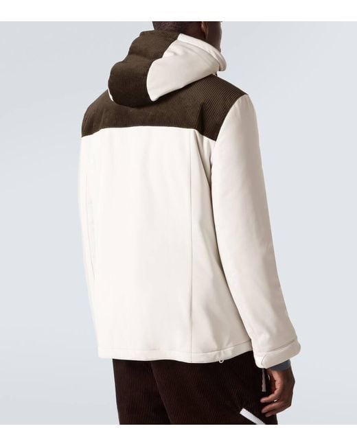 Brunello Cucinelli White Corduroy-Paneled Ski Jacket for men