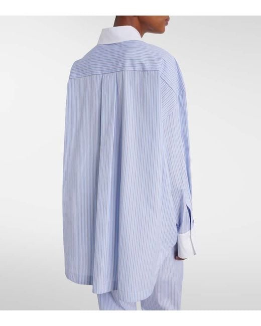The Attico Blue Striped Asymmetric Cotton Shirt