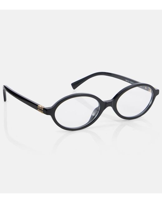 Miu Miu Brown Miu Regard Oval Glasses