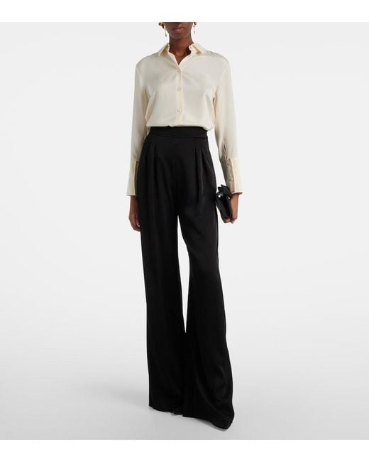 Max Mara Black Divo Satin Wide-Leg Pants