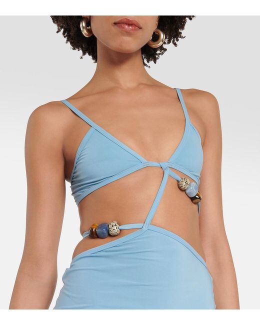 Christopher Esber Blue Bandeau Cutout Maxi Dress