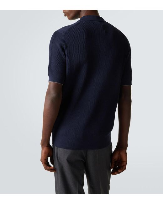Brunello Cucinelli Blue Cotton Polo Shirt for men