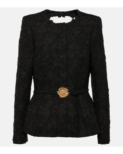 Oscar de la Renta Black Embroidered Jacket