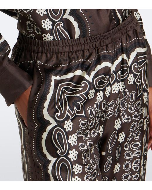 Nili Lotan Black Morgan Printed Silk Twill Wide-Leg Pants
