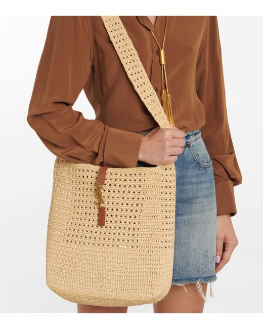 Saint Laurent Multicolor Medium Raffia Shoulder Bag