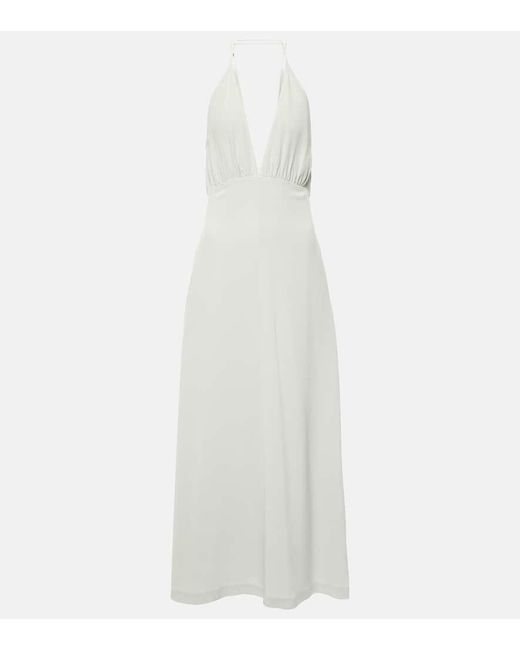 Totême  White Halterneck Silk Crepe De Chine Maxi Dress