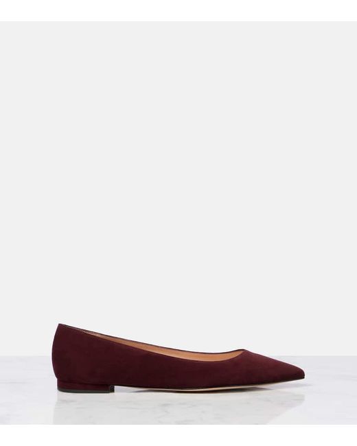 Gianvito Rossi Red Gianvito Suede Ballet Flats