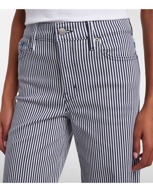 FRAME Gray Le Slim Palazzo Striped Wide-Leg Pants