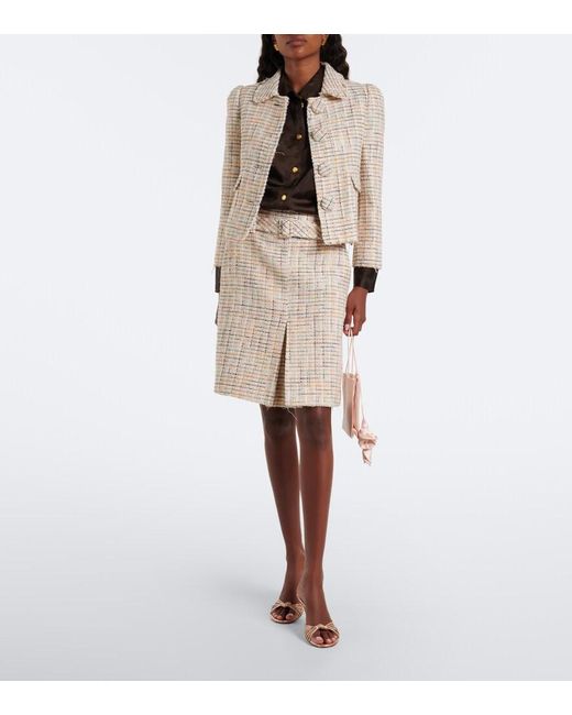 ShuShu/Tong Natural Belted Checked Cotton-Blend Miniskirt