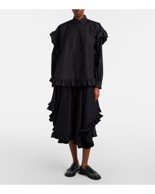 Noir Kei Ninomiya Black Ruffled Cotton Blouse
