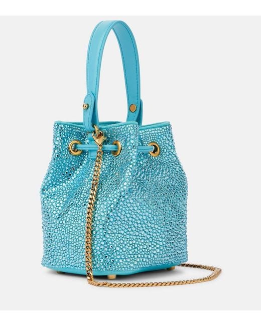 Versace Blue Bucket-Bag La Medusa Medium Mit Kristallen