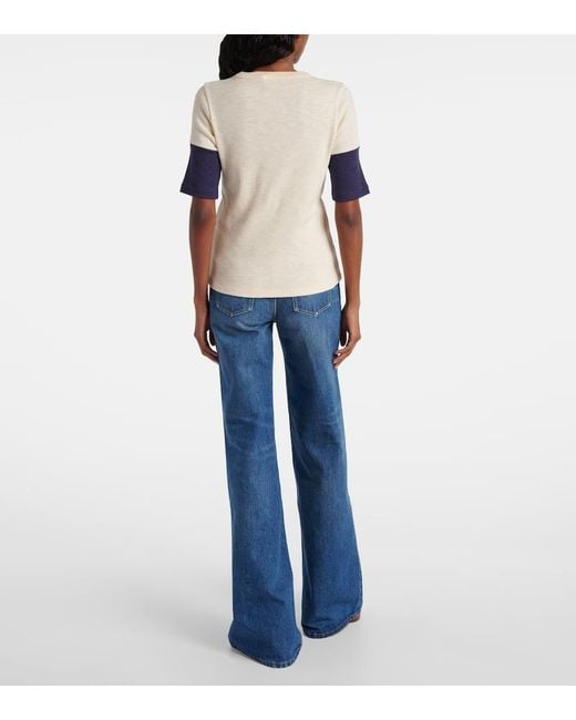 Chloé Natural T-Shirt Aus Baumwolle Und Wolle