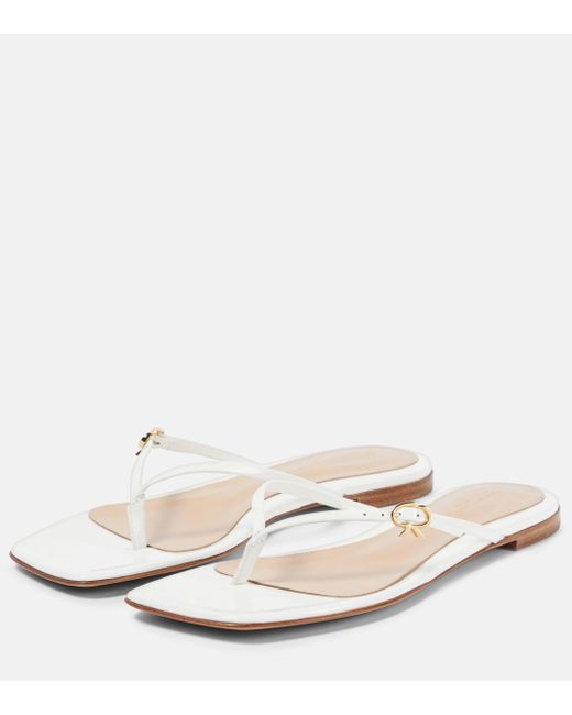 Gianvito Rossi White Patent Leather Thong Sandals