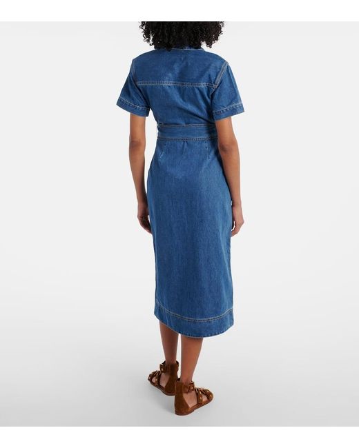 Vestido Camisero Tabby De Algodon Veronica Beard de color Blue