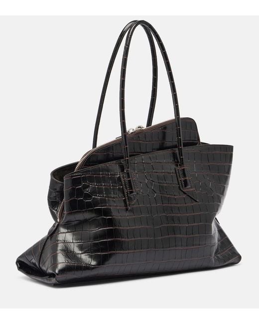 The Attico Black La Passeggiata Medium Leather Tote