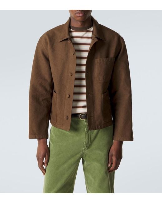 Auralee Brown Cotton Twill Jacket for men