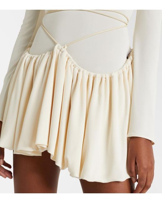 Alaïa White Gathered Jersey Minidress