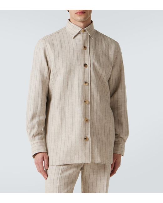 Rubinacci Hemdjacke Aus Leinen Und Wolle in Natural für Herren