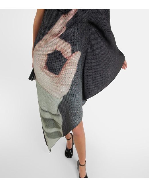 MM6 by Maison Margiela White Printed One-shoulder Midi Dress