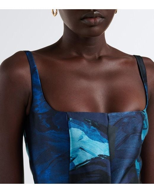 Roksanda Blue Zelia Printed Gathered Midi Dress
