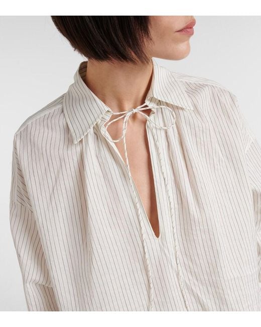 Max Mara White Saletta Pinstripe Cotton And Silk Shirt