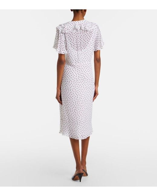Dorothee Schumacher White Dancing Dots Polka-Dot Georgette Midi Dress