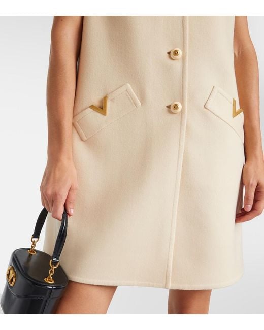 Valentino Natural Vgold Wool And Cashmere Minidress