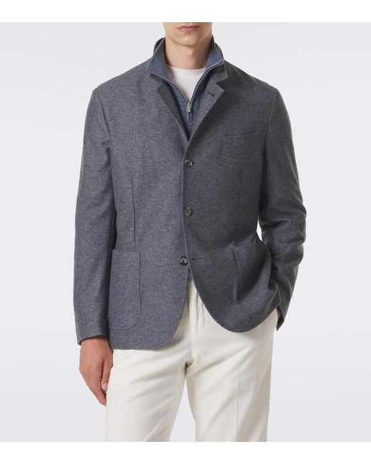 Fedeli Gray Cashmere Blazer for men