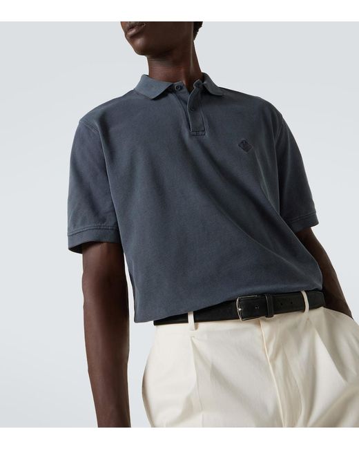 Herno Blue Logo Cotton Pique Polo Shirt for men