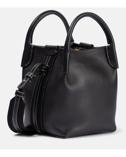 Loro Piana Black Bale Small Leather Bucket Bag