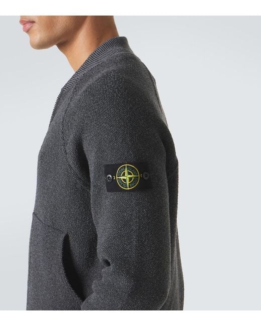 Stone Island Gray Cotton-Blend Cardigan for men