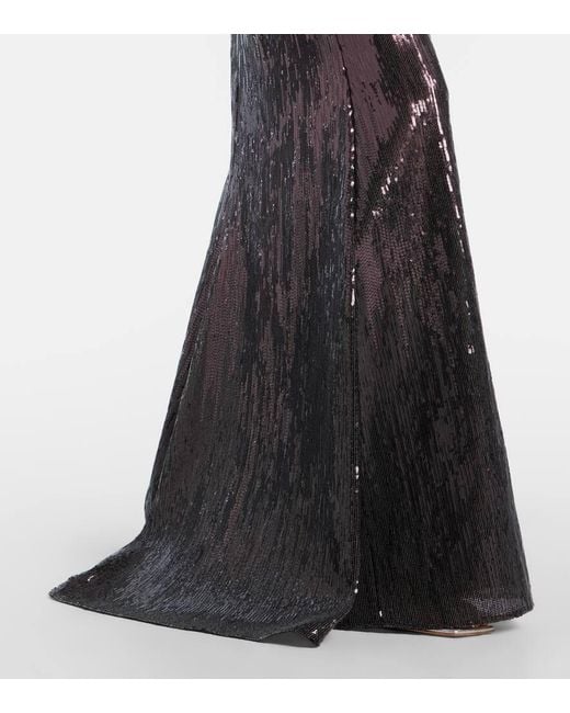 Elie Saab Black Sequined Strapless Bustier Gown